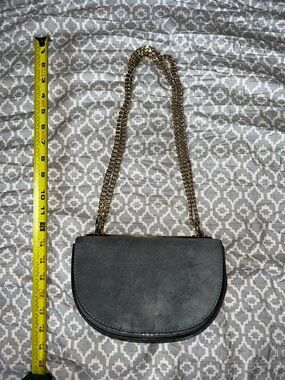 Express Dark Grey Suede Half-Moon Chain Shoulder Bag